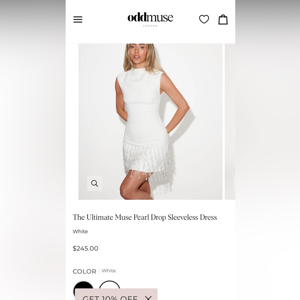 Odd Muse pearl drop white sleeveless dress